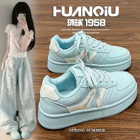 环球薄荷曼波原创校园风板鞋女2025秋季新款多巴胺软底百搭小白鞋图片