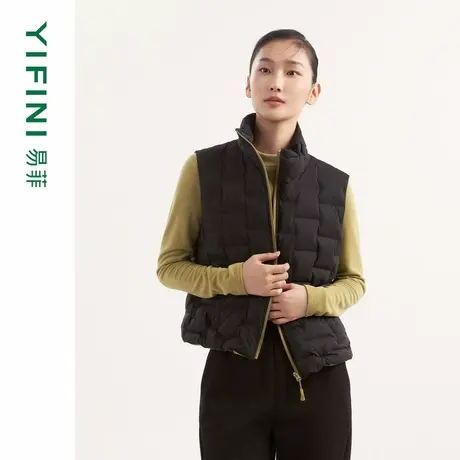 [专柜同款]Yifini/易菲轻薄白鸭绒宽松短款羽绒马夹百搭外套上衣商品大图