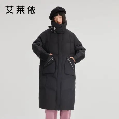 艾莱依奥莱长款羽绒服金属装饰时尚造型加长大衣风衣防风保暖清仓图片
