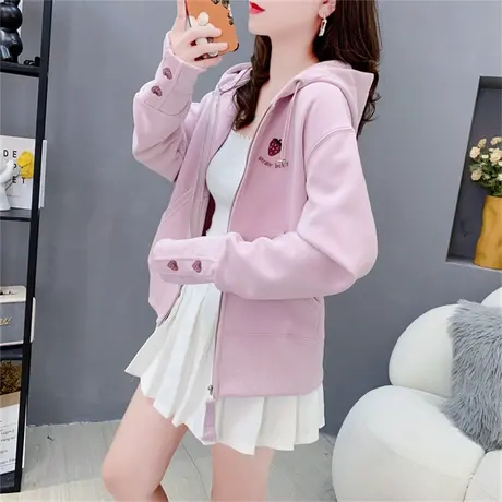 超火网红连帽卫衣外套女春秋2023年新款女装宽松洋气减龄学生上衣商品大图