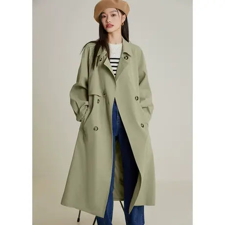 弥古卡其色风衣外套女款2023新款秋季小个子英伦风气质大衣高级感商品大图