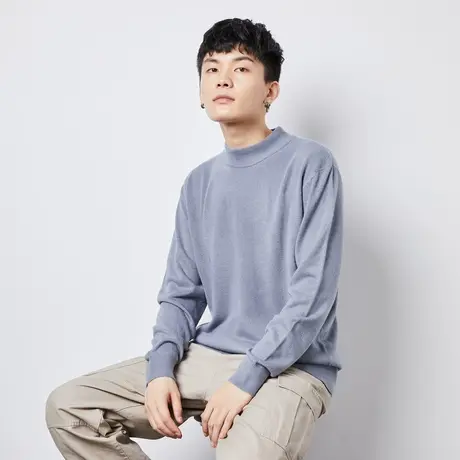 唐狮 秋冬新款半高领毛衣男打底衫内搭宽松保暖青少年针织线衣图片