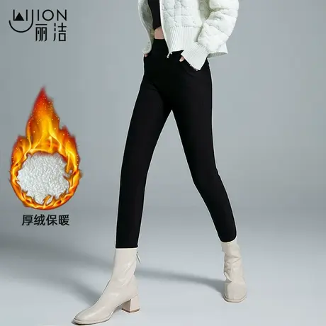 超厚加绒小脚裤女冬季靴裤加长裤子大码高腰显瘦休闲裤黑色西装裤商品大图