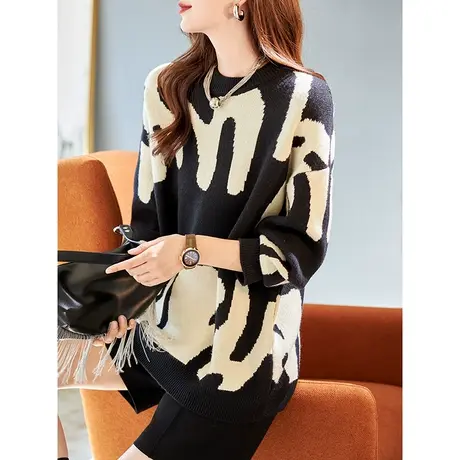 宝诗黎【新品价178元】圆领宽松慵懒毛衣AHZ1001图片