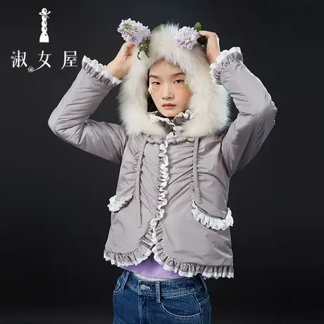 淑女屋官方旗舰店泡芙领短棉服图片