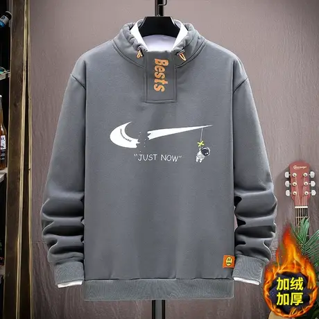 青少年秋冬季加绒加厚高领卫衣男孩衣服高中初中学生帅气大童秋装商品大图