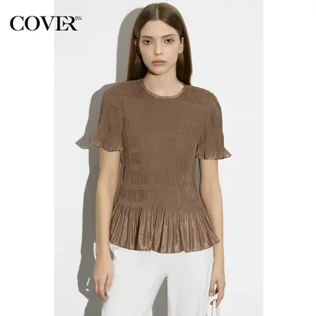 COVER夏季微光泽感褶皱亲肤衬衫图片