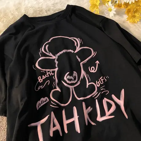 oversize大码短袖t恤女夏季2021年新款宽松半袖chic港味上衣ins潮图片