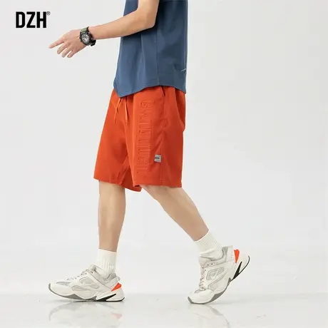 男士红色运动短裤男潮流字母钢印五分裤2023新款健身大裤衩休闲裤商品大图