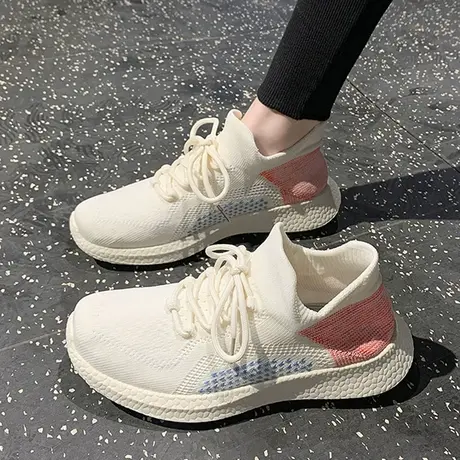 透气网面休闲椰子鞋轻便爆米花女运动情侣飞织袜子鞋2023春季新款商品大图