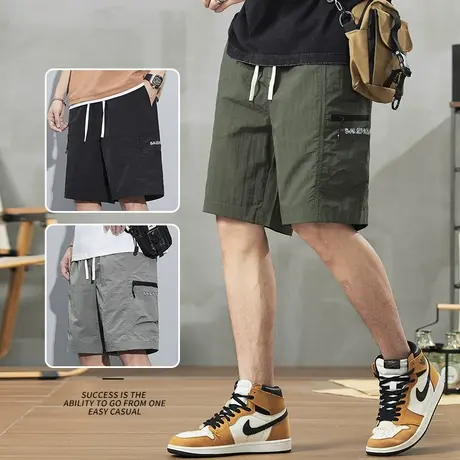 男士休闲短裤子男款夏季薄款五分中裤冰丝外穿大裤衩夏天夏款夏裤商品大图