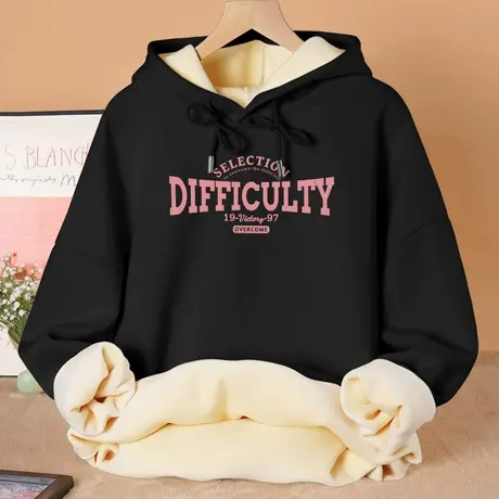 连帽卫衣女秋冬款时尚2023新款小个子学生高级感好看加绒加厚上衣图片