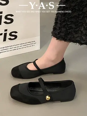 浅口玛丽珍鞋女2024年春秋新款方头法式配裙子晚晚风一脚蹬单鞋商品大图