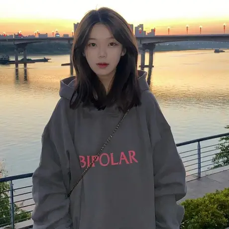 oversize连帽卫衣女秋冬加绒加厚宽松港味美式复古chic外套上衣潮商品大图