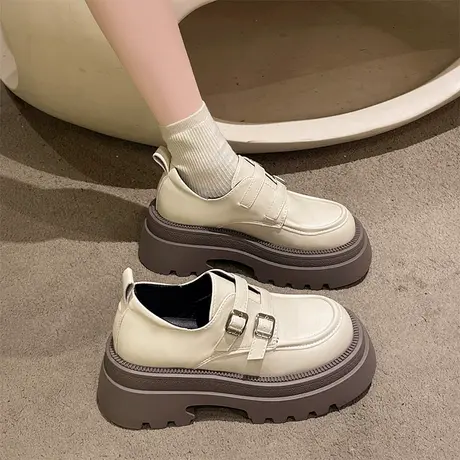 厚底乐福鞋女2024春新款百搭松糕鞋子配裙子法式单鞋英伦风小皮鞋商品大图