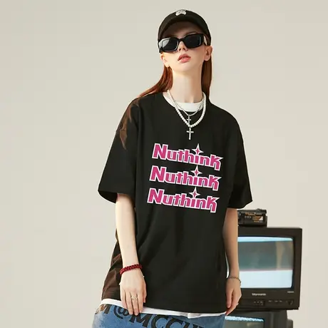 Nuthink欧美高街潮流短袖T恤男潮中性风潮牌ins宽松oversize半袖商品大图