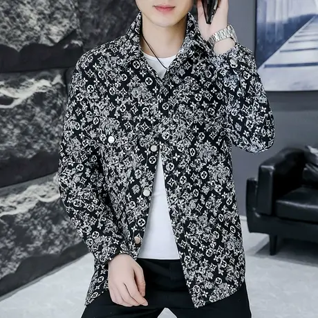 个性潮牌小香风衬衫男士新款港风宽松休闲长袖衬衣ins春秋季外套商品大图