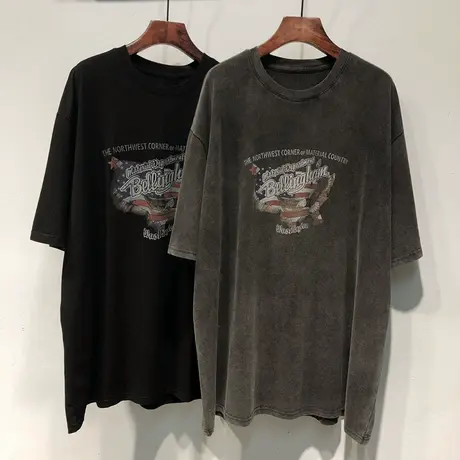 2024春夏 韩国东大门新款字母老鹰图案宽松韩范中长款短袖T恤女潮图片