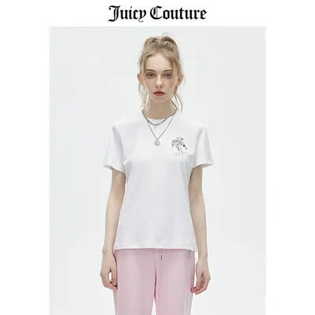 Juicy Couture橘滋T恤女2023夏季新款时尚简约轻奢纯棉短袖上衣白商品大图