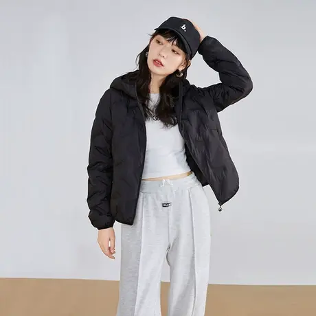 雪中飞羽绒服女2023新款冬季连帽鸭绒休闲轻薄时尚简约小个子外套图片