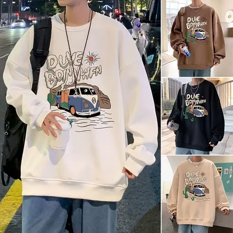 卫衣男秋冬季2023新款重磅宽松美式高街圆领长袖打底ins潮牌上衣t图片