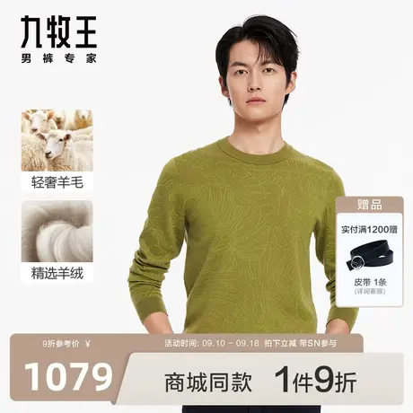 [羊绒系列]九牧王男装JY1C40527圆领毛衫2023秋冬商场同款毛衣SN商品大图