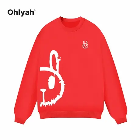 Ohlyah兔年本命年新年衣服秋冬季2023新款过年红色女情侣卫衣外套商品大图