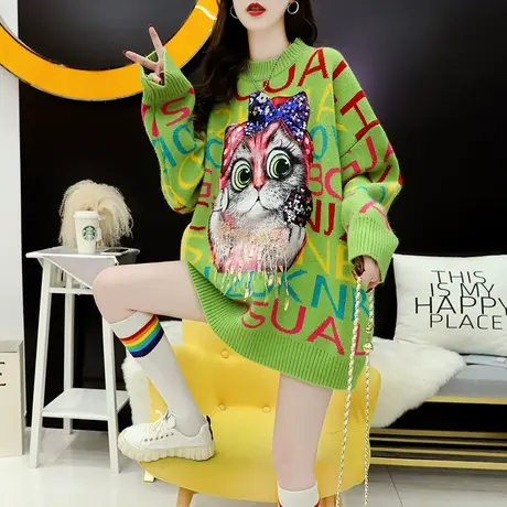 设计感毛衣女2023新款秋季很仙的宽松韩系慵懒风复古日系针织上衣图片