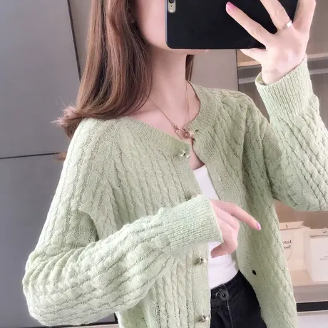 新款春秋装女士针织开衫薄款外套网红上衣宽松外搭日系洋气商品大图