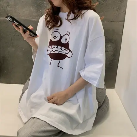 网红ins超火短袖t恤女夏季宽松韩版bf慵懒风半袖百搭mschf上衣服商品大图