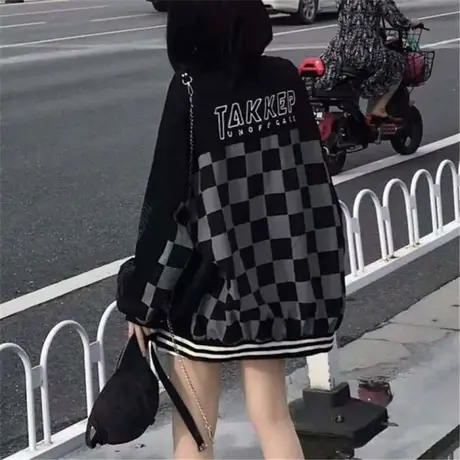 vintage外套女2021新款春秋复古上衣开衫美式休闲夹克棒球服ins潮图片