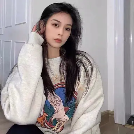 美式复古hiphop潮牌卫衣女春秋薄款宽松oversize慵懒风小个子外套商品大图