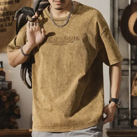 Modi Nick/摩帝尼克洗水男款短袖夏季t恤宽松纯棉舒适男士潮流T恤商品大图