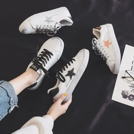 小白鞋女2020春秋款ins原宿ulzzang星星脏脏鞋基础平底学生百搭潮商品大图