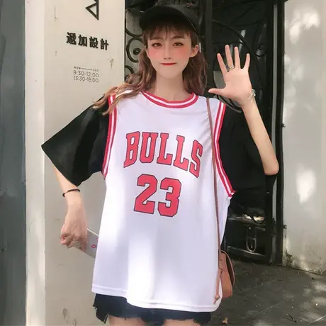 mschf泫雅吊带坎肩运动背心无袖t恤女夏外穿潮宽松bf风学生酷上衣图片