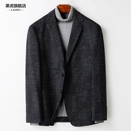 中年男士商务休闲西服上衣修身韩版时尚呢子小西装外套男单件上衣商品大图