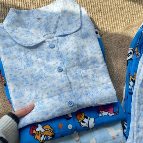 2025！新品~纯棉双层纱布可爱卡通印花短袖短裤睡衣女舒适商品大图