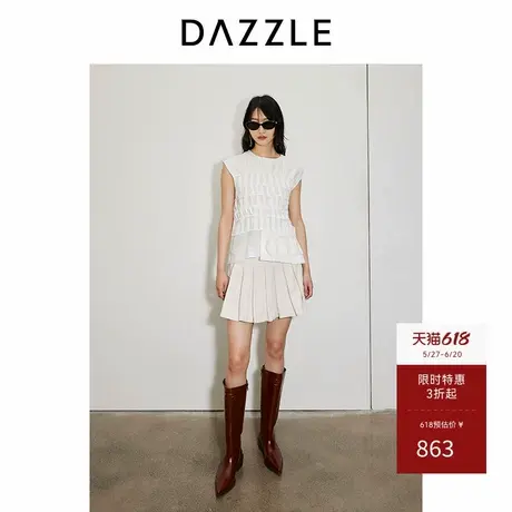 DAZZLE地素奥莱 背心吊带春夏女装褶饰毛边上衣图片