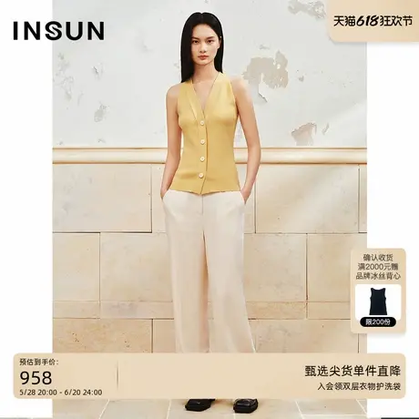 INSUN恩裳夏季醋酸混纺无袖针织上衣商品大图