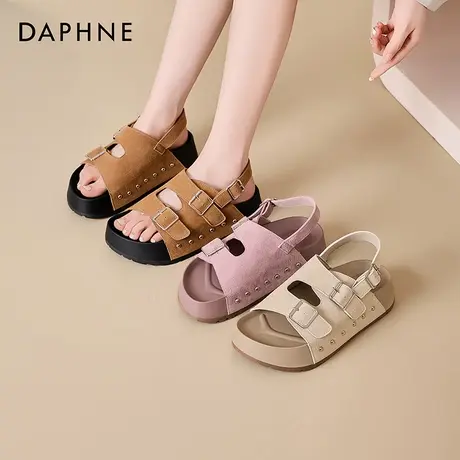 Daphne/达芙妮明星同款夏季勃肯凉鞋女时尚百搭厚底户外沙滩拖鞋图片