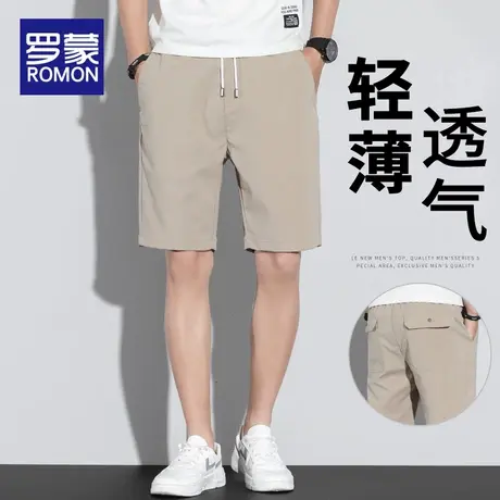 罗蒙冰丝休闲短裤男士夏季宽松直筒中裤2025新款潮牌工装五分裤子商品大图