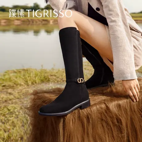 蹀愫冬羊绒圆头高靴羊绒中低跟舒适女鞋靴子TA43729-11/15商品大图