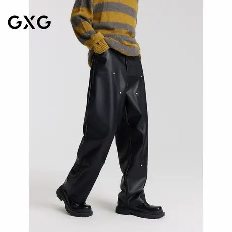 【X】GXG男装金属撞钉pu皮休闲裤男士长裤时尚潮流皮裤2024秋季品商品大图