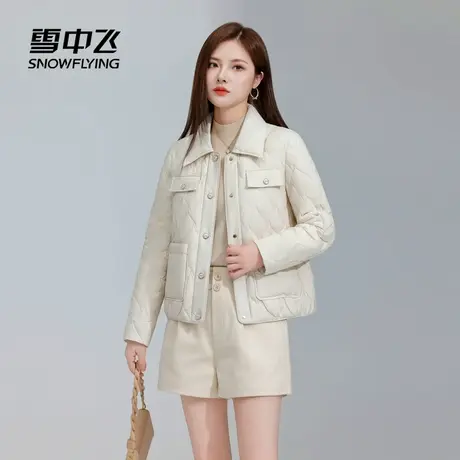 雪中飞2025冬新款轻薄翻领羽绒服女短款小个子休闲时尚穿搭洋气商品大图