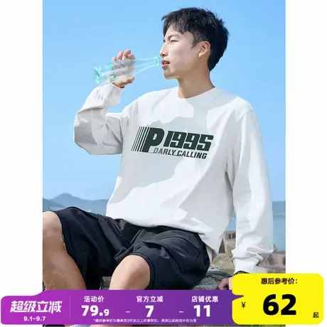 唐狮2025春季新款男长袖t恤男前胸大图案设计感潮印花圆领长袖T恤商品大图
