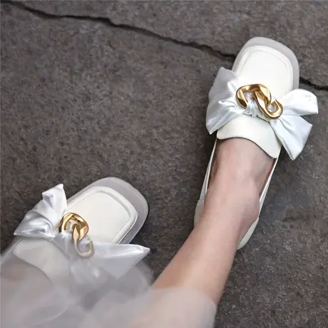 Artmu阿木换季断码清仓镂空单鞋女平底网蝴蝶结方头乐福鞋商品大图