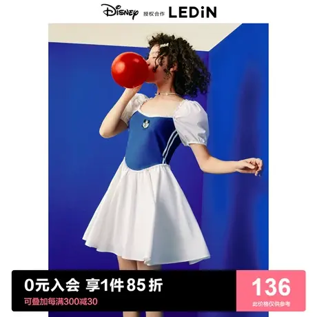 【迪士尼联名】乐町米奇复古连衣裙2023夏季新款多巴胺收腰公主裙商品大图