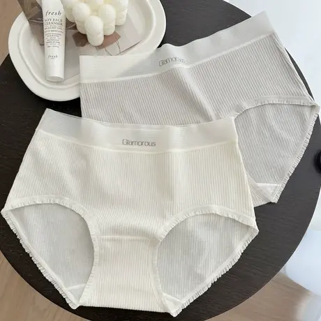 5A婴儿棉~60支A类棉抗菌纯清新棉螺纹中腰内裤女士夏薄2023新款商品大图
