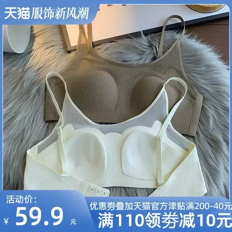 内衣女薄款大胸显小防下垂无钢圈无痕抹胸防走光小胸聚拢文胸夏季商品大图