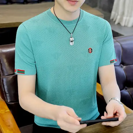 短袖男t恤2022新款潮牌蜜蜂刺绣情侣装夏装衣服半袖冰丝凉感体恤商品大图
